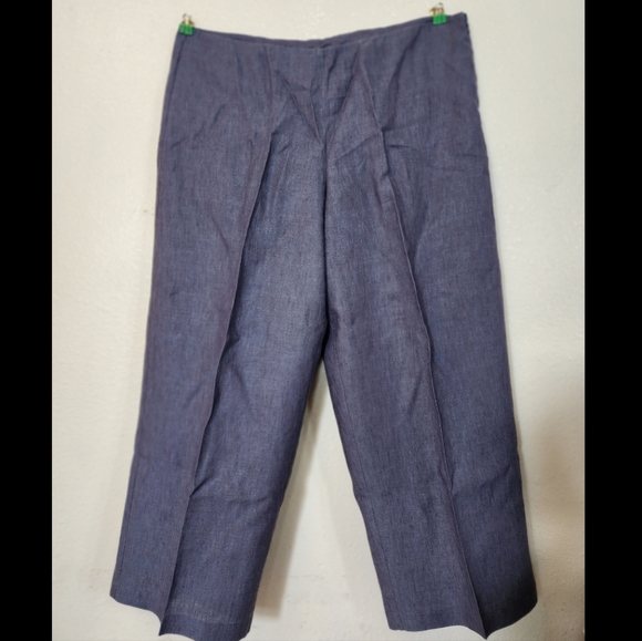 Eileen Fisher Irish Linen jacket shirt pant set L large 12 purple blue NWOT - Picture 3 of 12